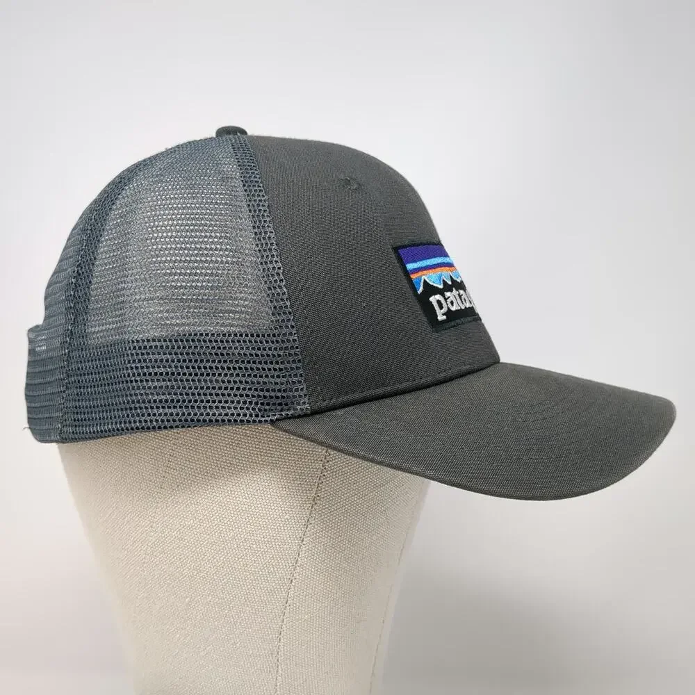 Patagonia Trucker Hat Gray One Size Mesh Back Snapback Mountain Logo Patch
